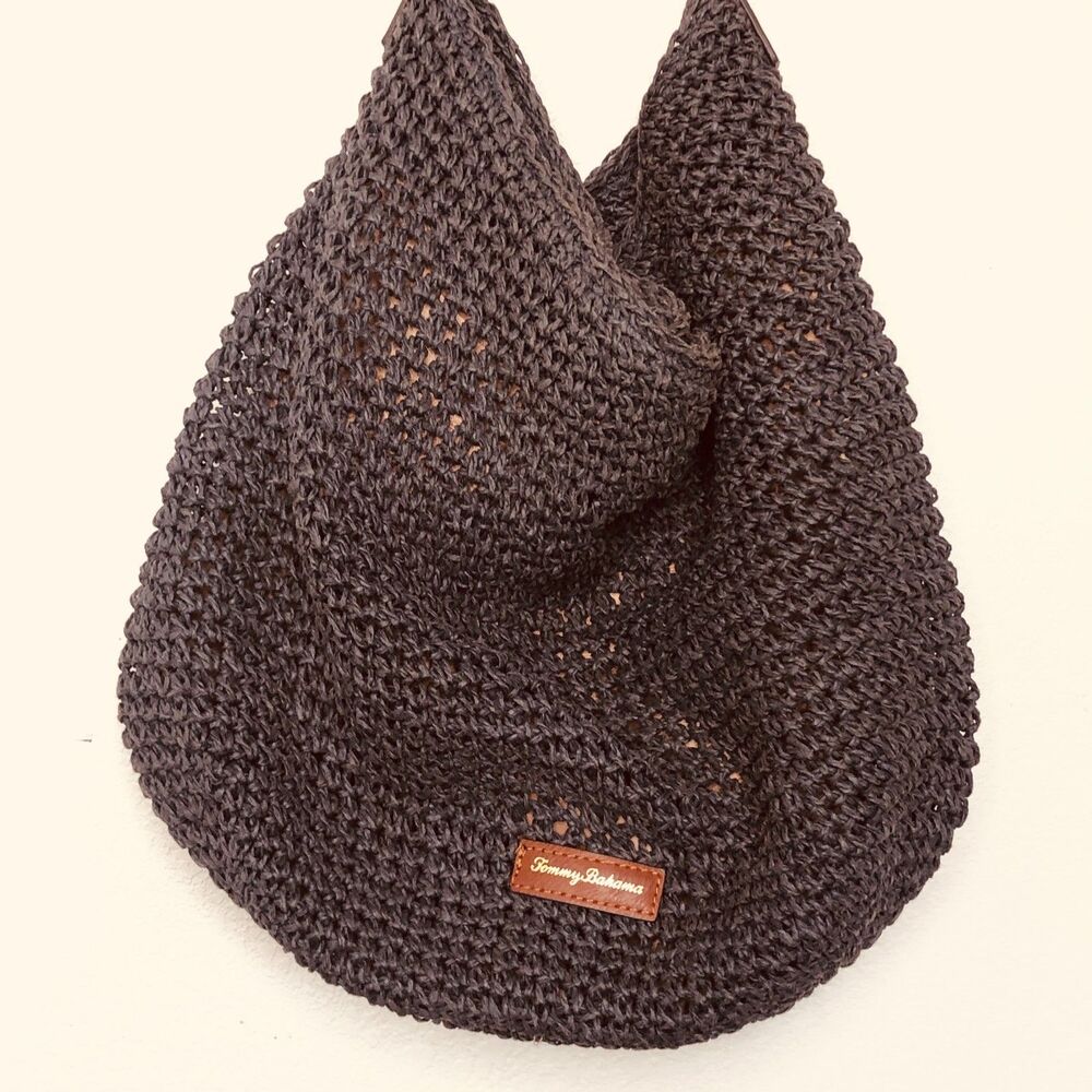 Tommy Bahama Nay Blue Crochet Bahama Mama Hobo Bag 17" - Picture 4 of 12